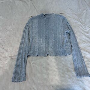 Gray Ribbed Long Sleeve Top
